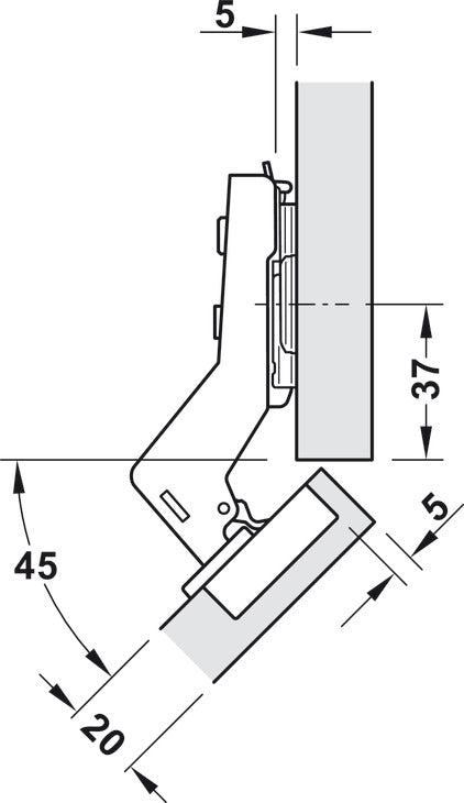 92 degree for 45-degree corner application hinge and mount