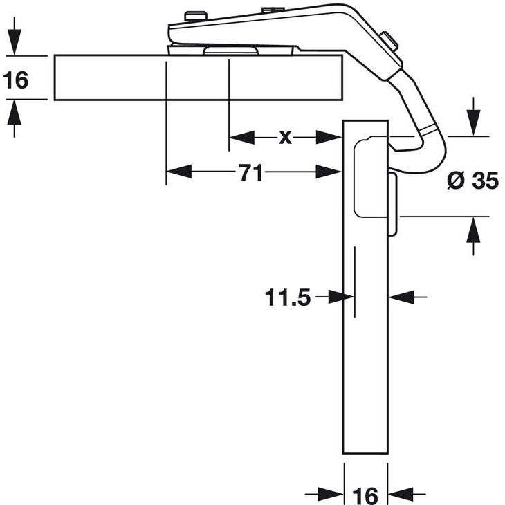 Hinge 60 Degree Corner unit (single) - Fullie Hardware