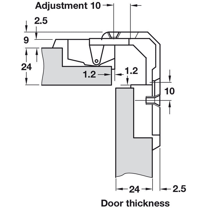 Pie-Cut Centre Corner Hinge (single) - Fullie Hardware