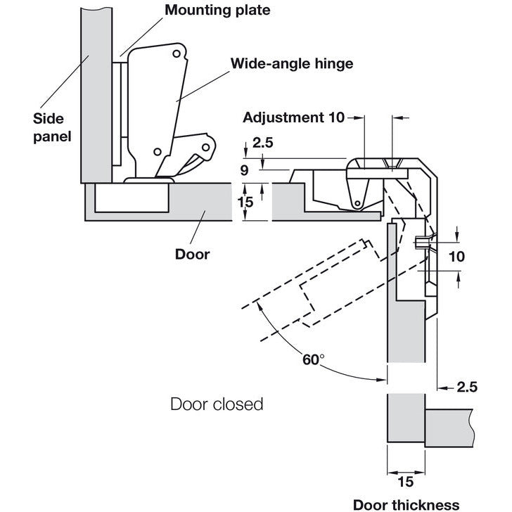 Pie-Cut Centre Corner Hinge (single) - Fullie Hardware