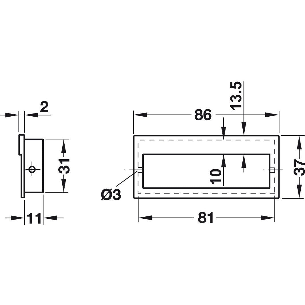 Recessed Flush Inset handle (single) - Fullie Hardware