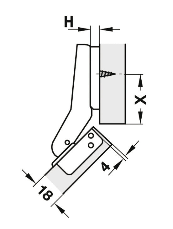 45-degree corner application hinge and mount - With or without Soft Close