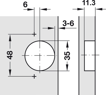 Full Overlay hinge, 105 degree, with or without soft close -  3D adjustable