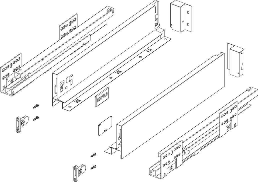Drawer set, Alto slim, drawer side height 84mm