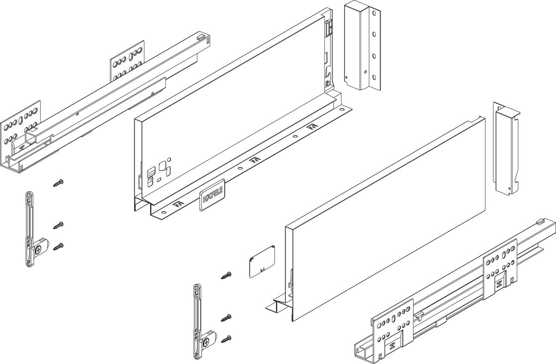 Drawer set, Alto slim, drawer side height 135mm