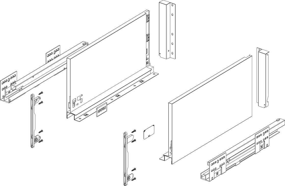 Drawer set, Alto slim, drawer side height 199mm