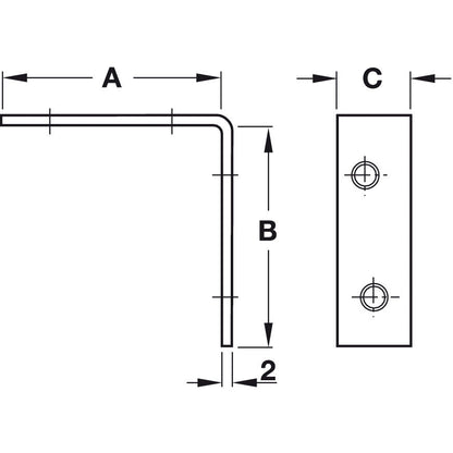 Chair bracket steel –, Dim. 25 x 25 x 15 mm - Fullie Hardware