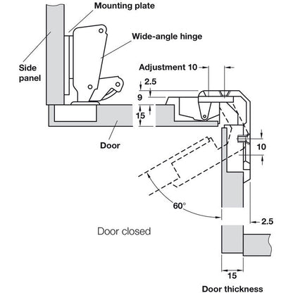 Pie-Cut Centre Corner Hinge (single) - Fullie Hardware
